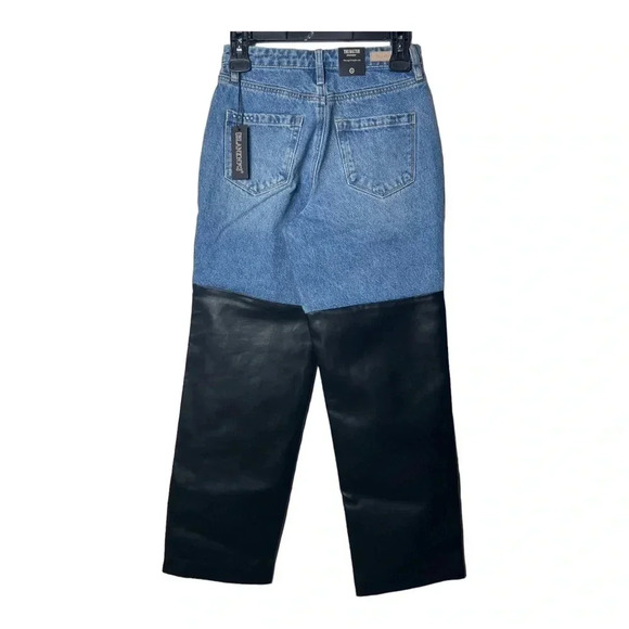 BLANK NYC “THE BAXTER” RIBCAGE STRAIGHT LEG DENIM JEANS W/ FAUX LEATHER‎ SIZE 24 - Picture 9 of 15